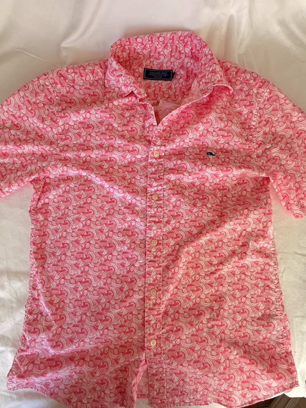 Vineyard Vines Pink Paisley Short-Sleeve Button-Down Shirt